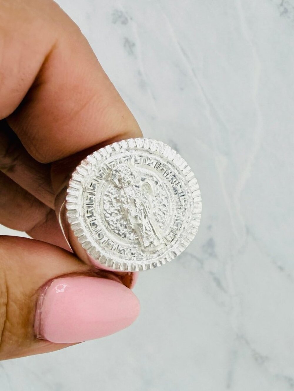 925 Sterling Silver Santa Muerte Ring – Holy Death  Size 9.5 Anillo plata